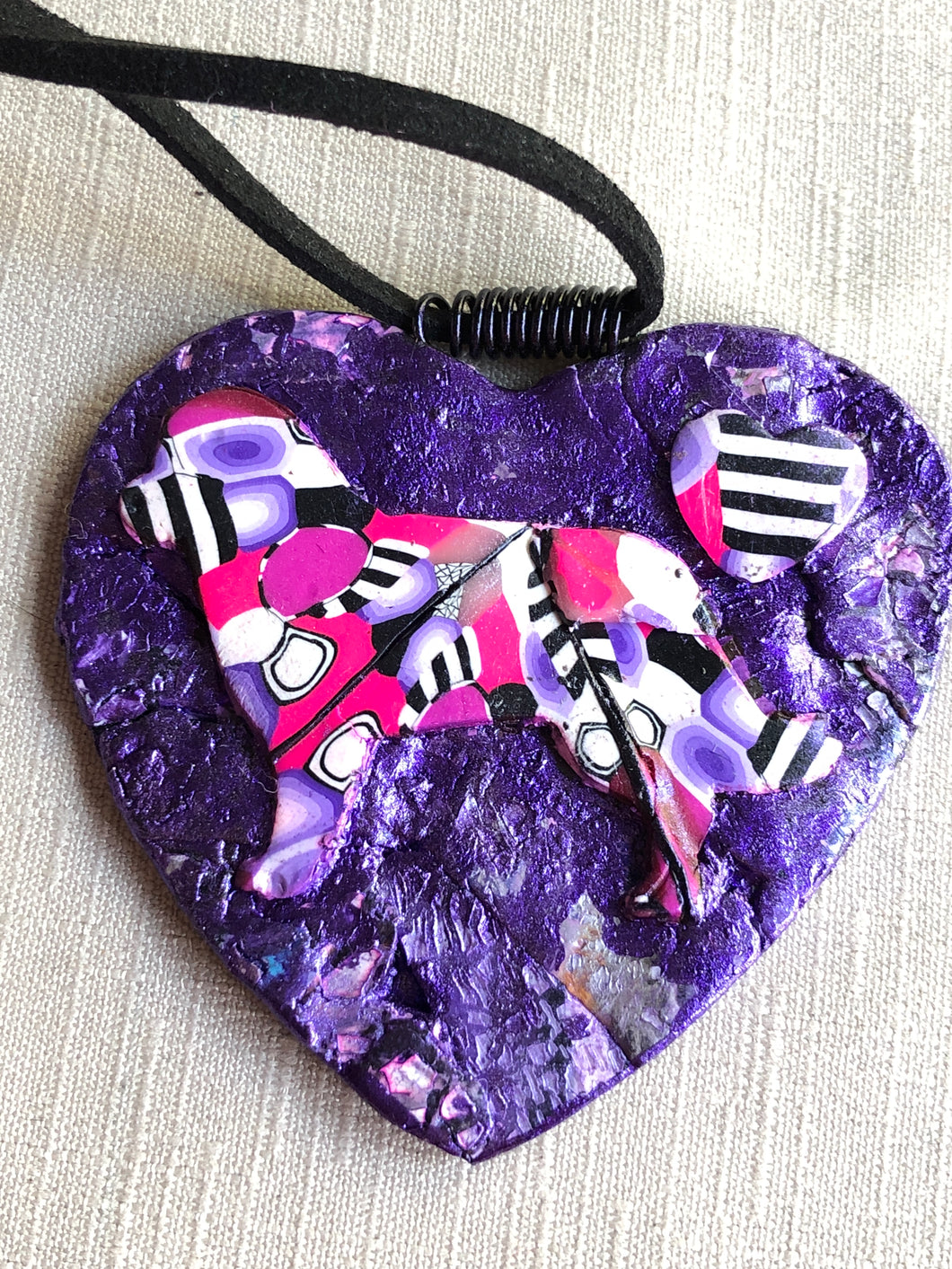 Crackle purple Kaleidoscope Hearts