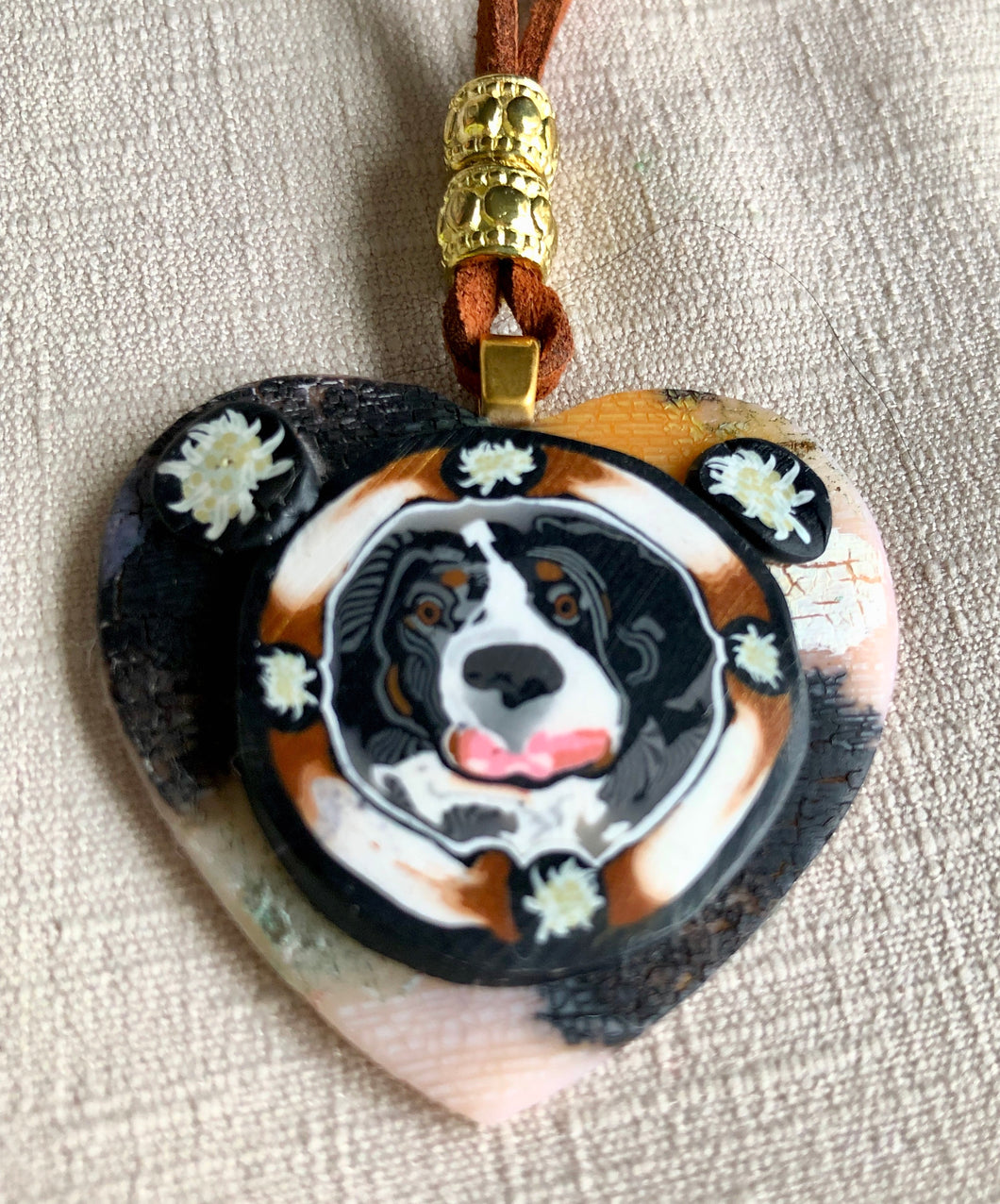 Tri-color Berner Edelweiss Heart